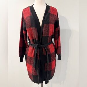 Anne Klein red black Sweater Cardigan NWT L